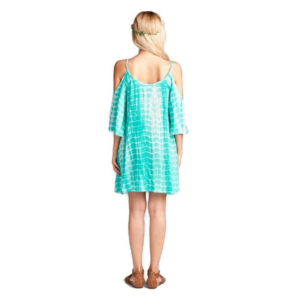 Velzera Tie Dye & Fringe Mini Dress, Mint - Picture 2 of 3